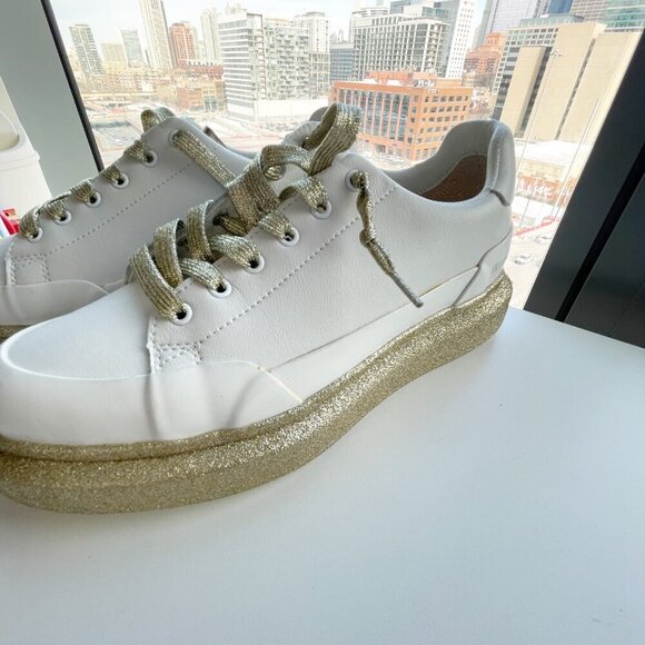 Vintage Havana EST 1964 Tara Sparkly White Leather Platform Sneakers Size 10 - Picture 4 of 9